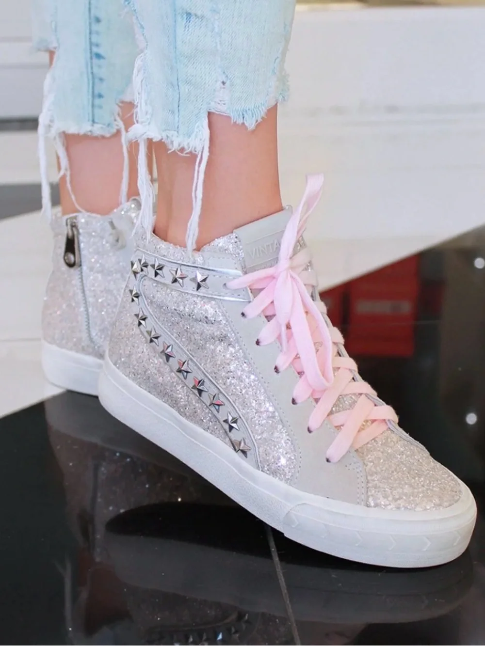 Vintage Havana Hailey high top glitter sneakers